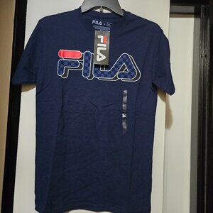 Fila Men's Short Sleeve Tee Shirt W 3D Printed Fila Logo On The Chest - Small
